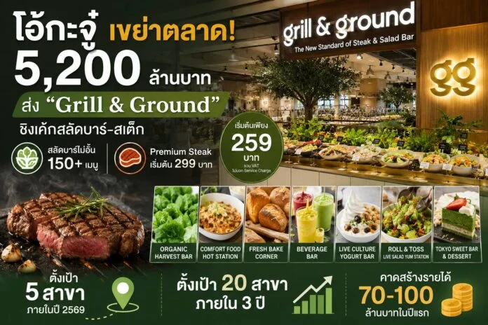โอ้กะจู๋เขย่าตลาด 5,200 ล้านบาท ส่ง “Grill & Ground” ชิงเค้กสลัดบาร์-สเต๊ก ตั้งเป้า 20 สาขาใน 3 ปี คาดสร้างรายได้ 70-100 ล้านบาท
